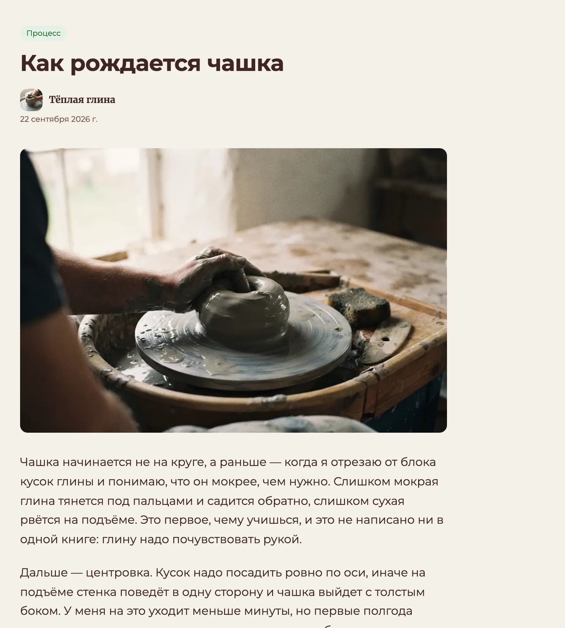 Скриншот страницы записи блога мастерской Estetia