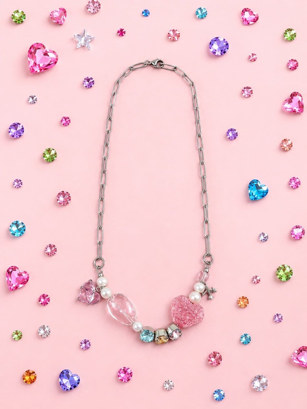 Колье ручной работы с натуральным жемчугом и Swarovski "Pink Dream" 2