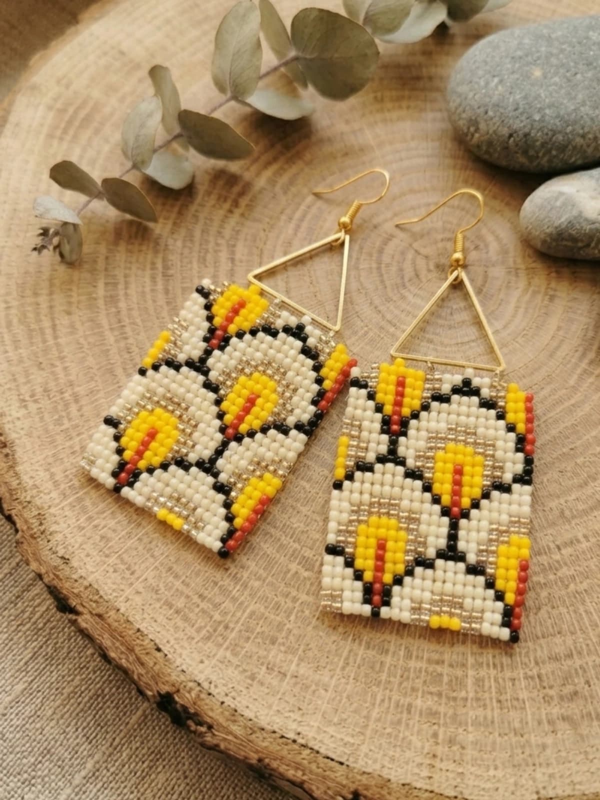 Серьги из бисера Треугольники 6 2
