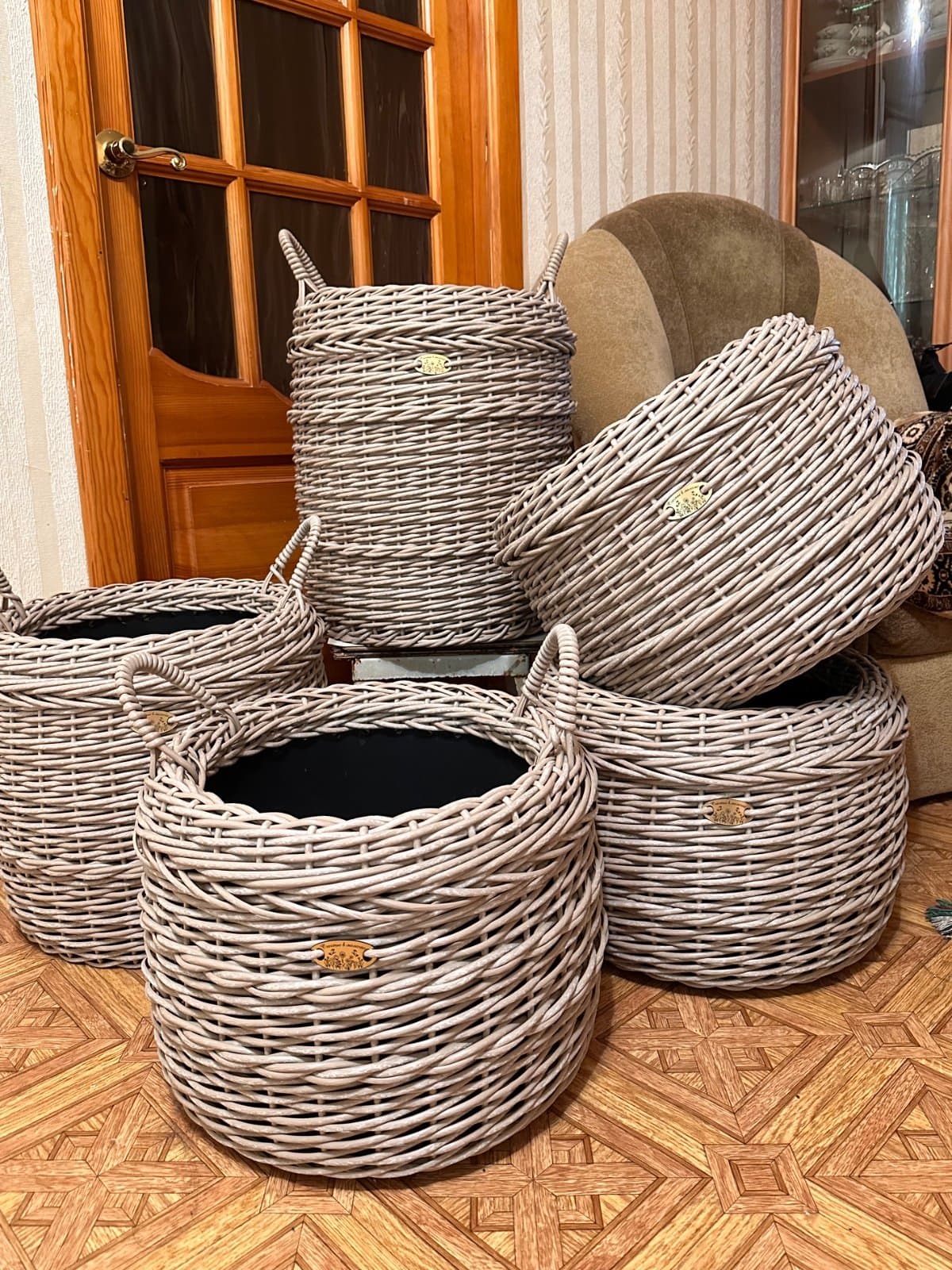 Набор кашпо из ротанга 3