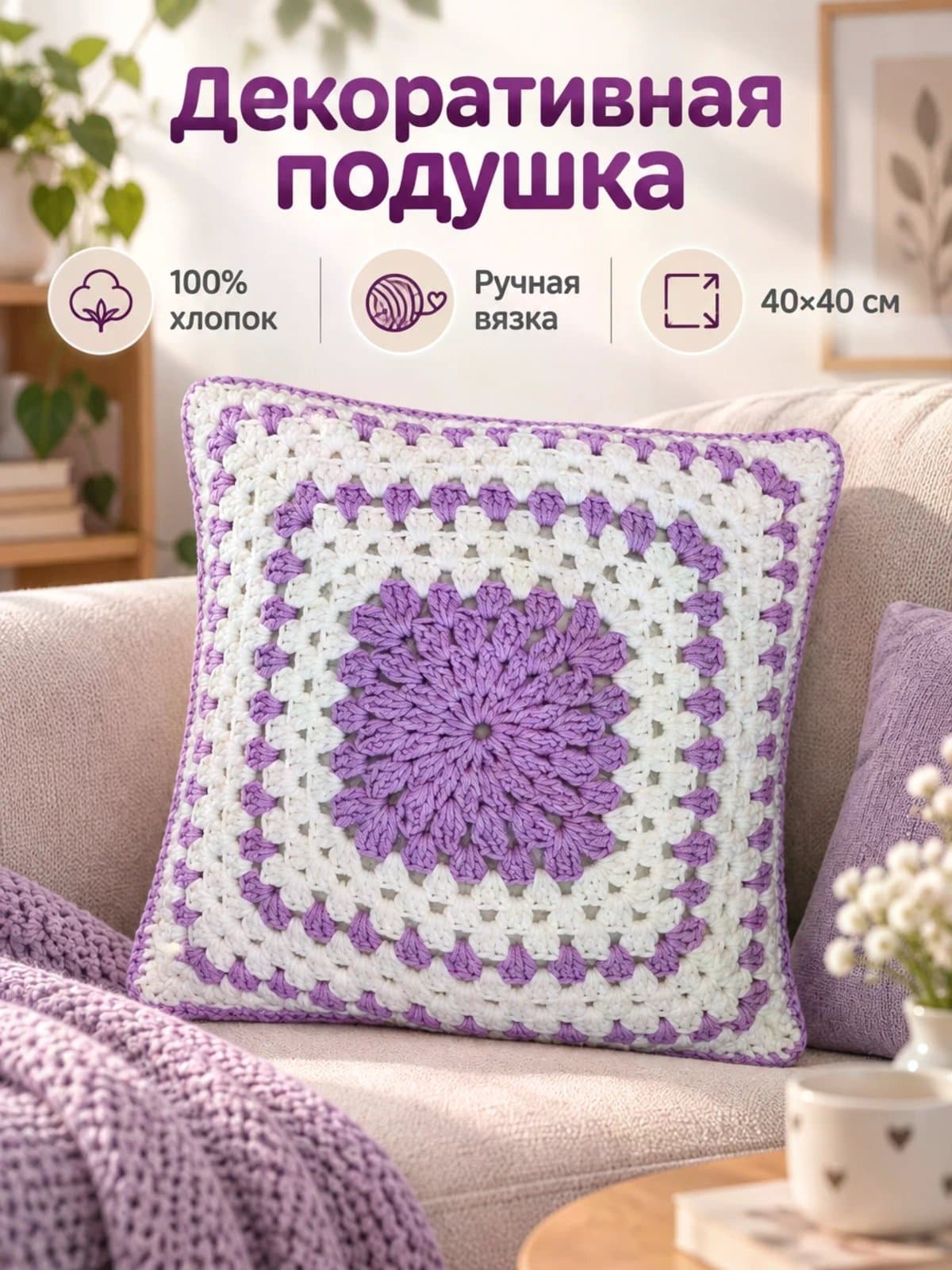 Декоративная подушка ручной работы 1