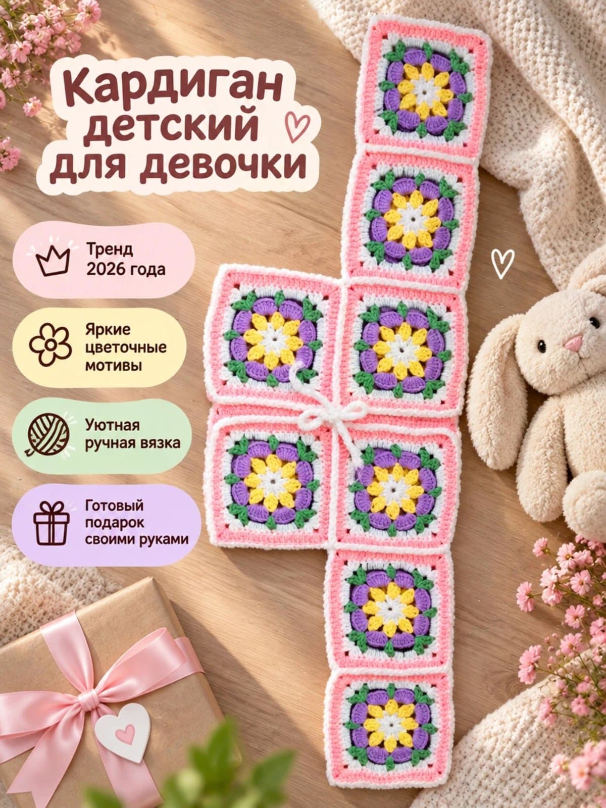 Кардиган для девочки ручной вязки 1
