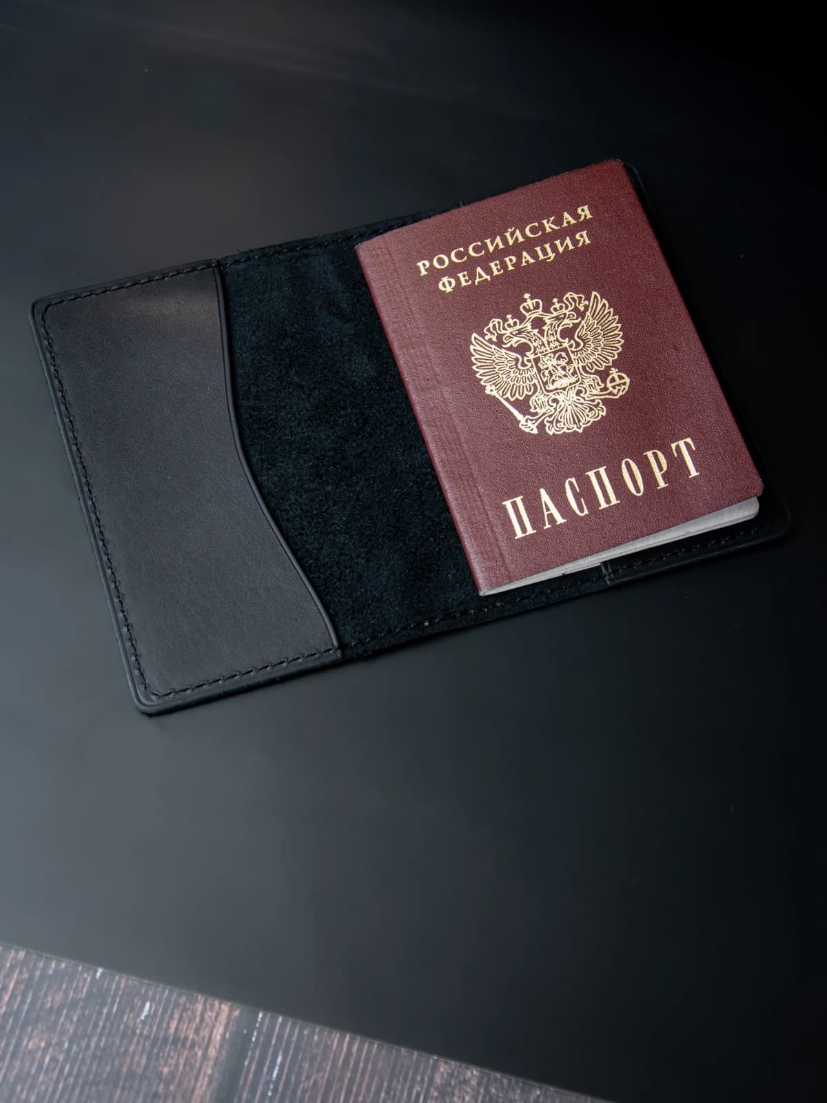 Обложка на паспорт без карманов кожаная ручная работа 7