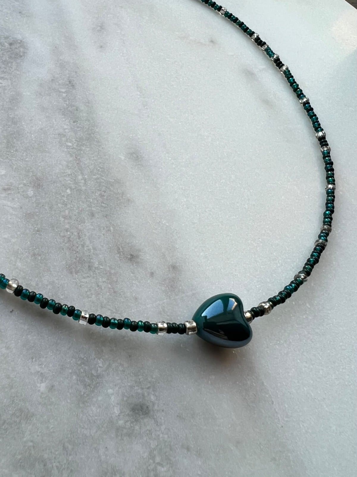 Чокер Сердце deep green 2